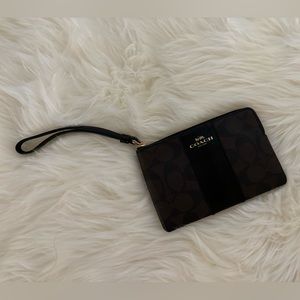 Coach signature stripe wristlet